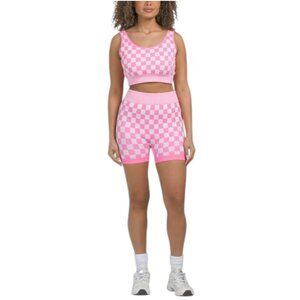 KIMBERLY C 2pc Checkmate Sports Bra And Shorts Set